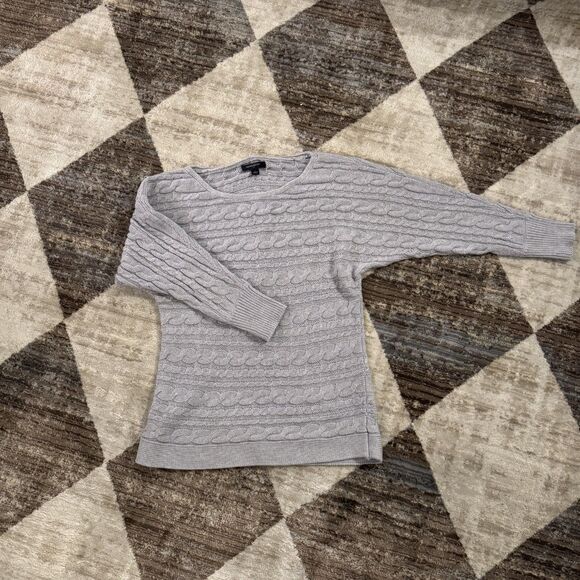 Banana Republic Cable Knit Sweater Small Light Gray Crewneck - Picture 6 of 6